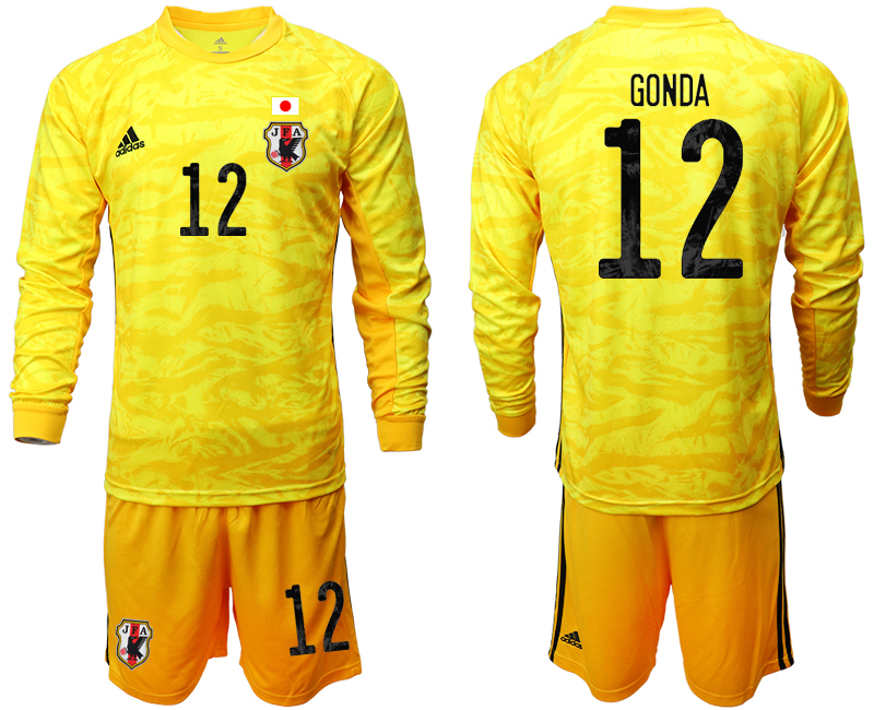 Men 2020-2021 Season National team Japan goalkeeper Long sleeve yellow #12 Soccer Jersey